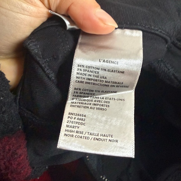 L’Agence Marty High Rise Black Noir Coated Flare Jeans - Picture 7 of 10